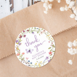 Wildblommor Watercolor Flicka Shower Tack Runt Klistermärke