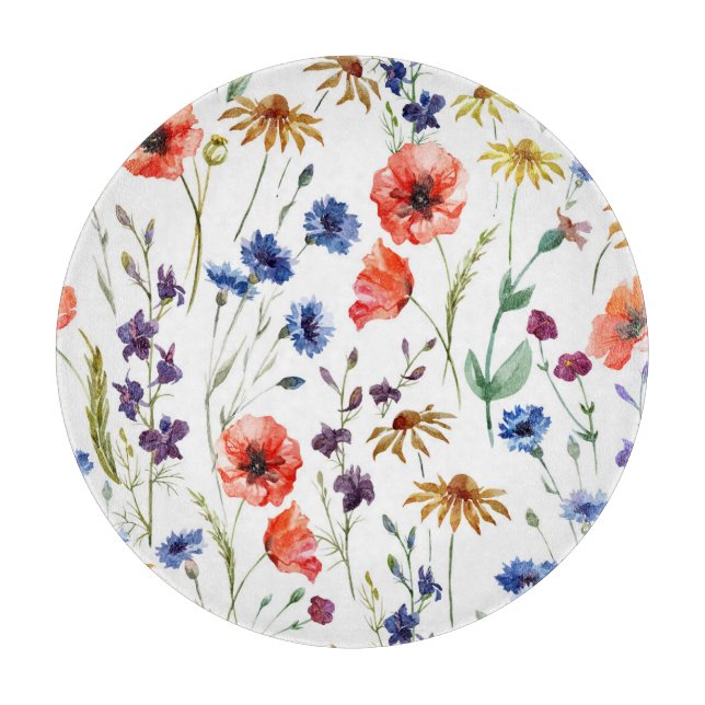 Wildblommor Watercolor Poppy Chamomile Background (Framsidan)