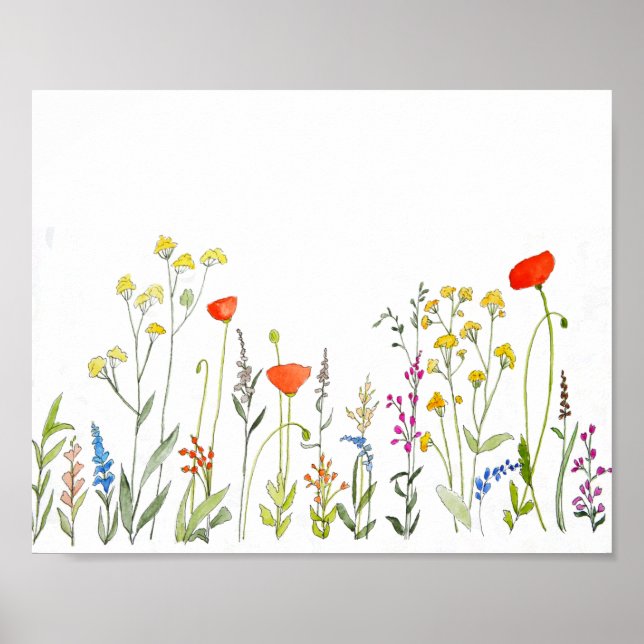 Wildblommor Watercolor Poster (Framsidan)
