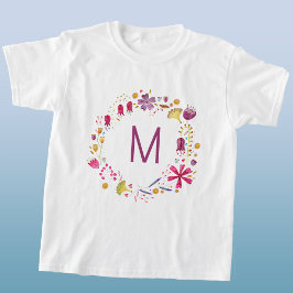 Wildblommor Watercolor WandeMonogram Initial T Shirt