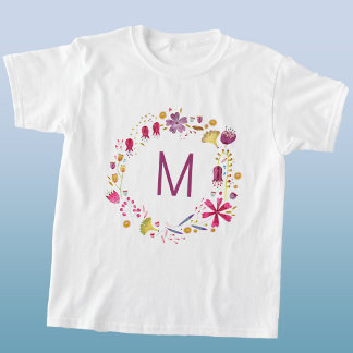 Wildblommor Watercolor WandeMonogram Initial T Shirt