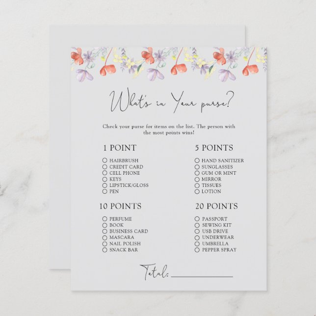 Wildblommor Whats in you purse match (Fram/baksida)