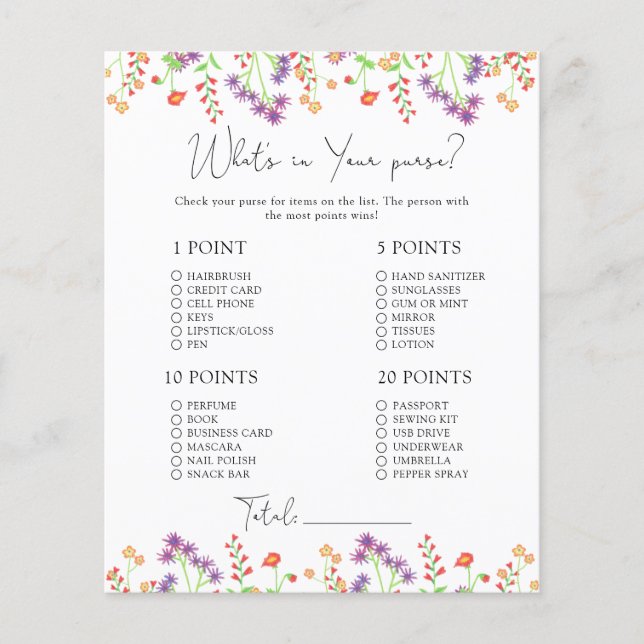 Wildblommor Whats in you purse match (Framsida)