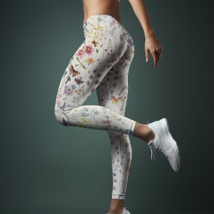 Wildblommor Yoga Whimsical Watercolor Leggings