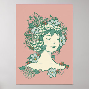 Wildblommor - Zinny - Rosa Poster
