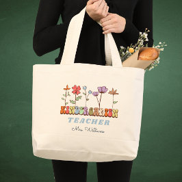 WildblommPersonlig Kindergarten Teacher Namn Jumbo Tygkasse