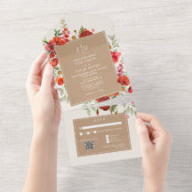 WildblommRed Blommigt Cardstock Bröllop OSA QR