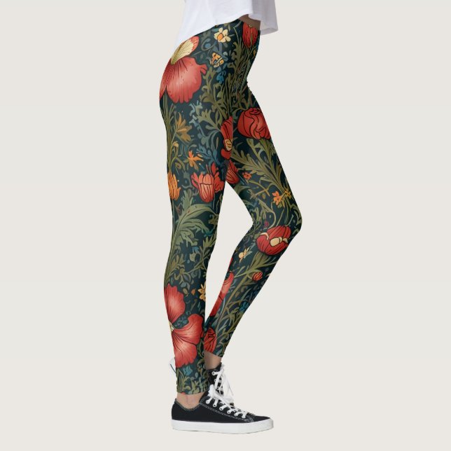 WildblommRed Mönster William Morris Stil Leggings (Höger)