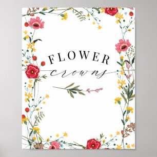 Wildblommröd Gult Flower Krona Poster