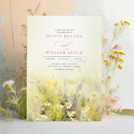 WildblommSunny Meadow Elegant Romantic Bröllop Inbjudningar