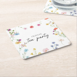 Wildblommte Tea Party Möhippa Underlägg Papper Kvadrat