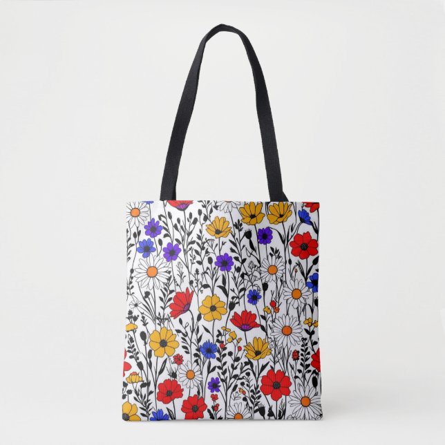 Wildblommte Tote Bag Tygkasse (Framsida)