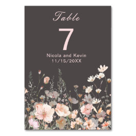 WildblommVår  Rosa Blommigt Bröllop Bordsnummer