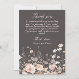 WildblommVår  Rosa Blommigt Bröllop Tack Kort