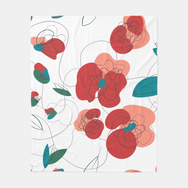 WildblommWonderland | Stiliserade blommor mönster Fleecefilt (Framsidan)