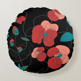 WildblommWonderland | Stiliserade blommor mönster Rund Kudde