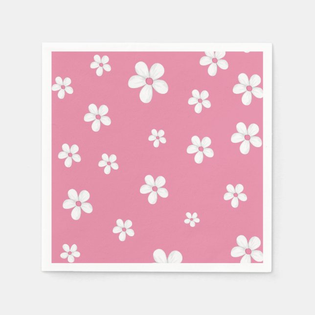 Wildblommy Dusty Rosa Cute Flicka Birthday Pappersservett (Framsidan)