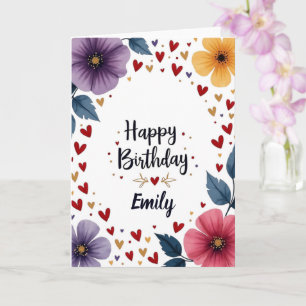 Wildblomning Blekande delikat Blommigt Birthday Ca Kort