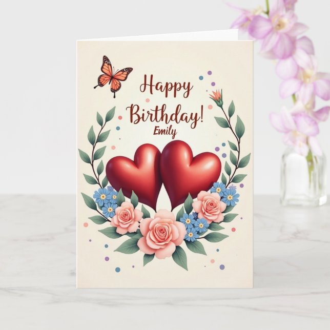 Wildblomning Blekande delikat Blommigt Birthday Ca Kort (Orkide)