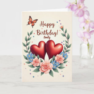 Wildblomning Blekande delikat Blommigt Birthday Ca Kort