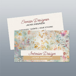 Wildblomning Foliage Lila Amber Watercolor Visitkort