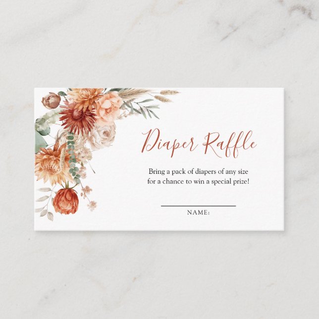 Wildblomning i Kärlek Baby Shower Diaper Raffle Tilläggskort (Framsida)