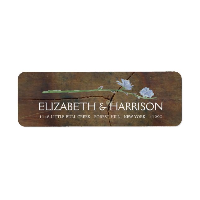 WildblomOak Wood Bröllop Returadress Etikett (Framsidan)