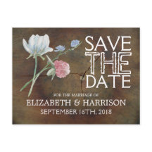 WildblomOak Wood Bröllop spara datum