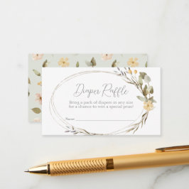 Wildblomoval Baby Shower Diaper Raffle Biljett Tilläggskort