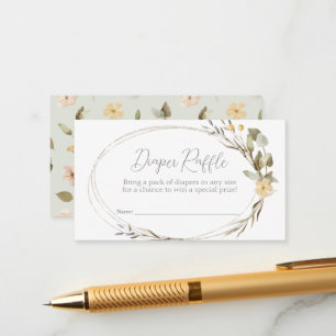 Wildblomoval Baby Shower Diaper Raffle Biljett Tilläggskort
