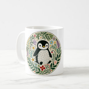 WildblomPenguin Älskare Illustration Kaffemugg