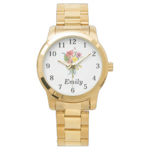 Wildblompersonlig namn armbandsur