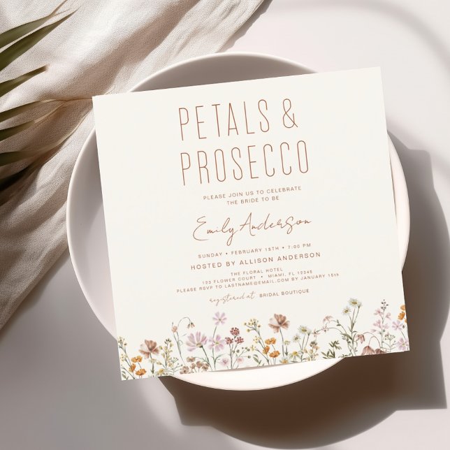 WildblomPetals & Prosecco Möhippa Inbjudningar (Skapare uppladdad)