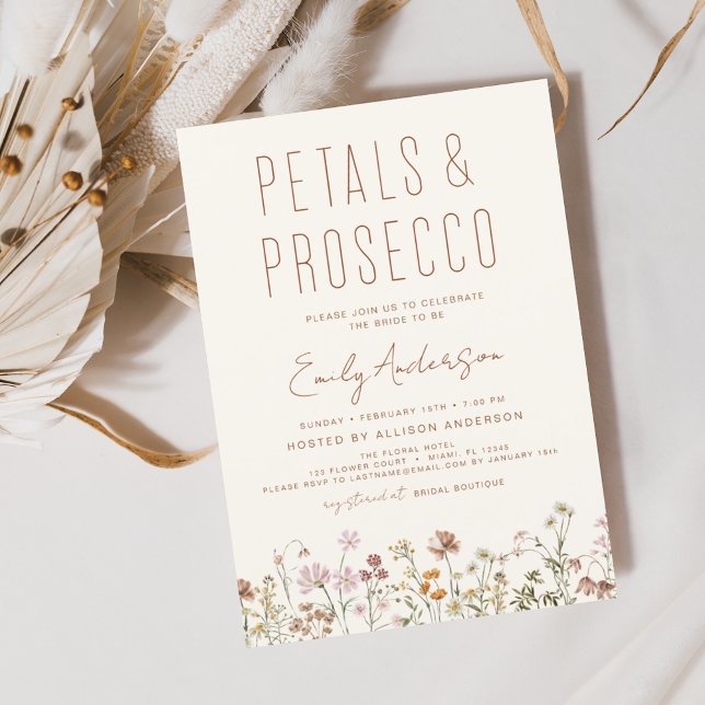 WildblomPetals & Prosecco Möhippa Inbjudningar (Skapare uppladdad)