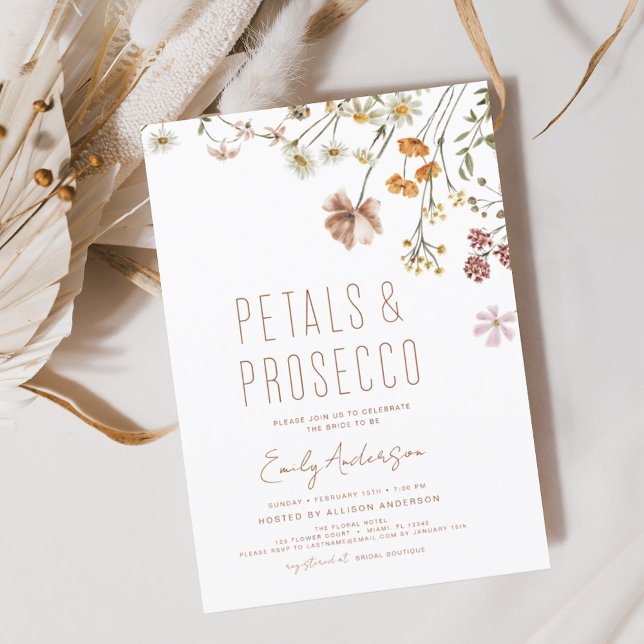 WildblomPetals & Prosecco Möhippa Inbjudningar (Skapare uppladdad)
