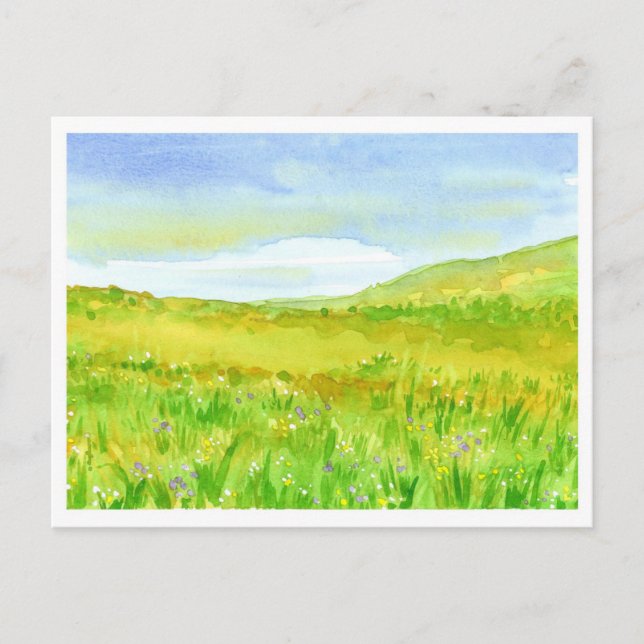 WildblomPrairie Watercolor Painting Vykort (Framsida)