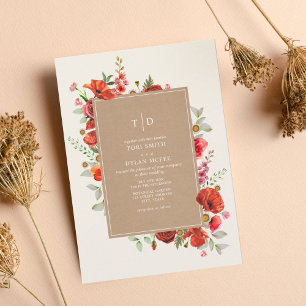 WildblomRed Blommigt Botanical Cardstock Bröllop Inbjudningar