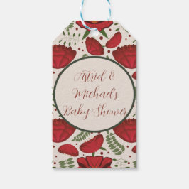 WildblomRed Poppy Baby Shower Presentetikett