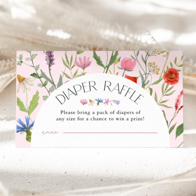 WildblomRosa Girl Diaper Raffle Baby Shower Tilläggskort (Skapare uppladdad)