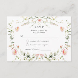 WildblomRosa Watercolor Elegant bröllop OSA Tilläggskort