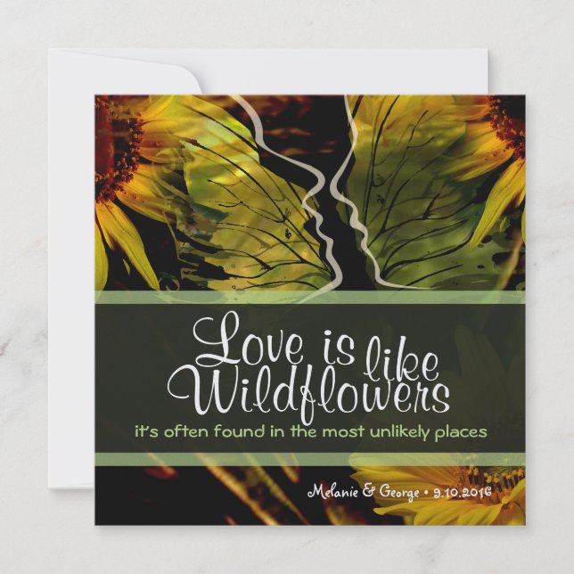 Wildbloms Abstrakt Sunblommor Inbjudningar (Framsida)