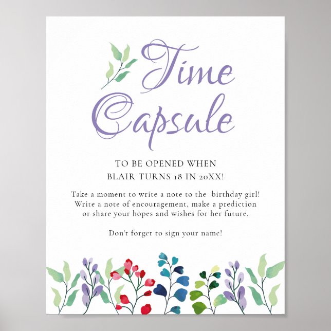Wildbloms Blommigt Birthday Time Capsule Game Poster (Framsidan)
