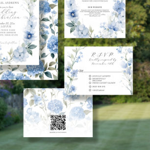 Wildbloms Blommigt Blue och White Elegant bröllop OSA Kort