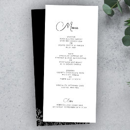 Wildbloms Blommigt Elegant Black White Bröllop Men Meny
