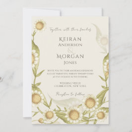 Wildbloms Blommigt Elegant Daisy Boho Bröllop Inbjudningar