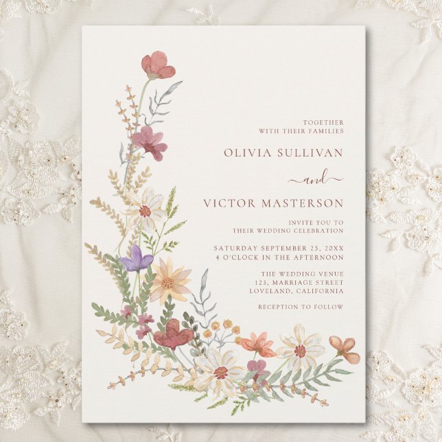 Wildbloms Blommigt Fall Wedding Inbjudningar (Skapare uppladdad)
