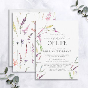 Wildbloms Blommigt Firande of Life Inbjudningar
