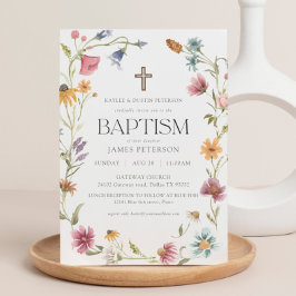 Wildbloms Blommigt Girl Baptism-inbjudan Inbjudningar