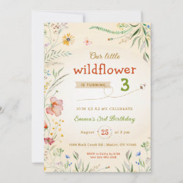 Wildbloms Blommigt Girl's Kid Summer Födelsedagsfe Inbjudningar
