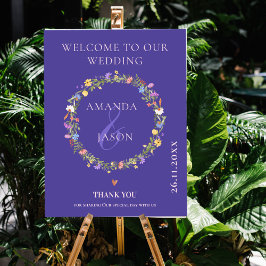 Wildbloms Blommigt Välkommen till Bröllop Poster